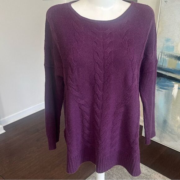 Ply Cableknit Cashmere Women’s Purple Sweater M - Picture 1 of 6